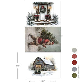 NEW Santa’s Woodland Stroll A3 Decoupage Paper by Redesign With Prima | 11.7” x 16.5” x 3pk | Whispers of Winter Collection