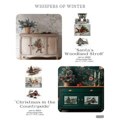NEW Santa’s Woodland Stroll A3 Decoupage Paper by Redesign With Prima | 11.7” x 16.5” x 3pk | Whispers of Winter Collection