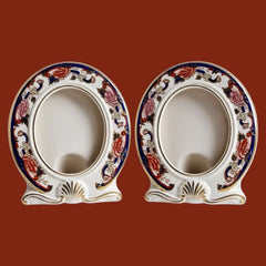 Pair of Vintage Mason’s Ironstone Blue Mandalay Porcelain Photo Frames with Gilt Detailing