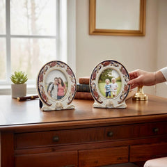 Pair of Vintage Mason’s Ironstone Blue Mandalay Porcelain Photo Frames with Gilt Detailing