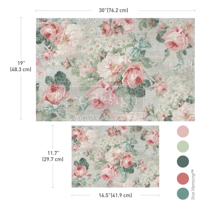 PINK BLOSSOM BLISS Decoupage Tissue Paper Set by Redesign With Prima 19x30” & A3 (11.7x16.5”) | Pink Floral Craft Paper