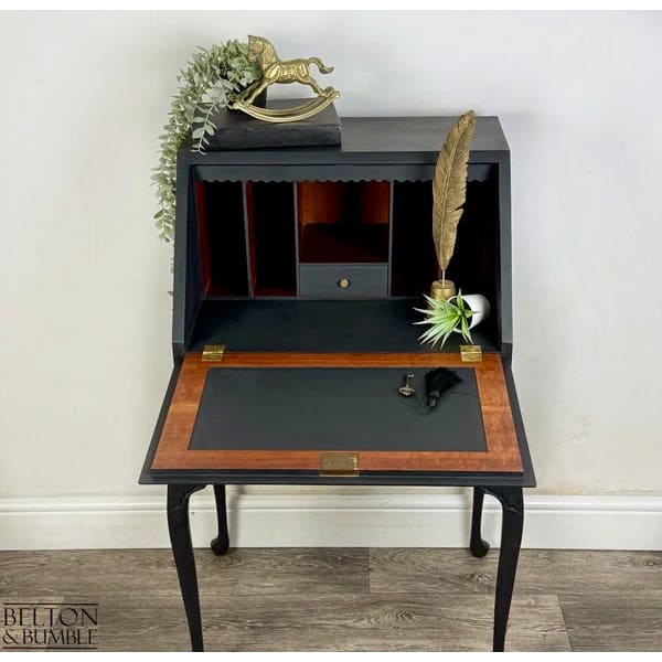Queen Ann Writing Bureau | Vintage Walnut Burr Desk