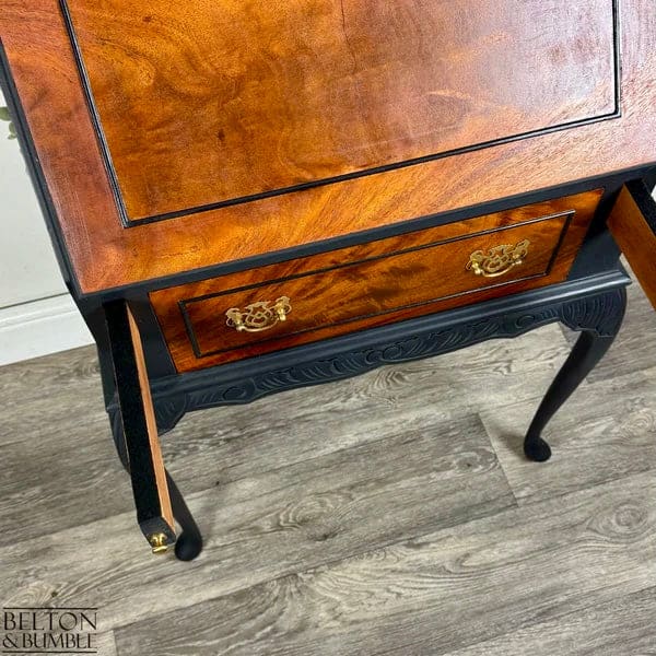 Queen Ann Writing Bureau | Vintage Walnut Burr Desk