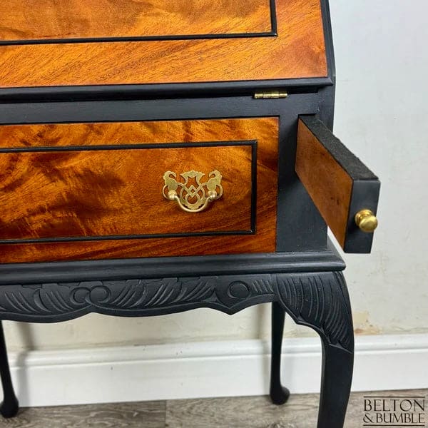 Queen Ann Writing Bureau | Vintage Walnut Burr Desk