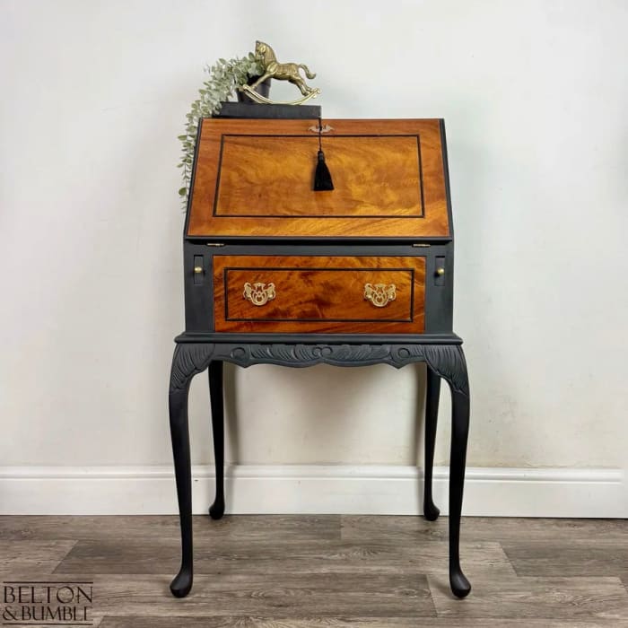 Queen Ann Writing Bureau | Vintage Walnut Burr Desk