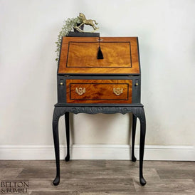 Queen Ann Writing Bureau | Vintage Walnut Burr Desk