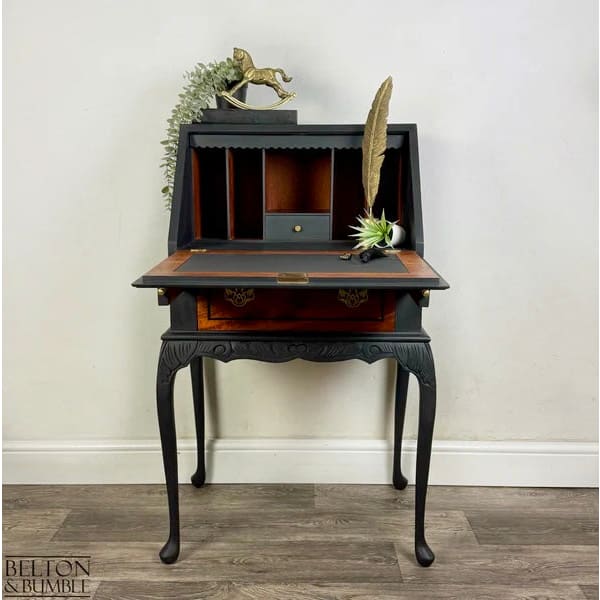 Queen Ann Writing Bureau | Vintage Walnut Burr Desk