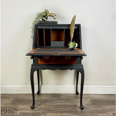 Queen Ann Writing Bureau | Vintage Walnut Burr Desk