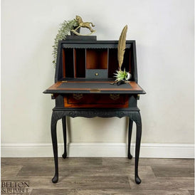 Queen Ann Writing Bureau | Vintage Walnut Burr Desk