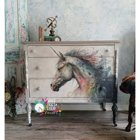 Rainbow Unicorn A1 Decoupage Paper | Vibrant Fantasy Unicorn Design for Furniture, Art & Craft Projects | Three Yellow Goats