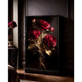 Upcycled furniture with Gilded Bloom red rose decoupage paper by Mint by Michelle UK