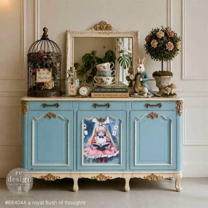 Alice in Wonderland Decoupage Paper A2 | ‘A Royal Flush of Thoughts’ | Redesign with Prima 16.5x23.4” Craft Sheet