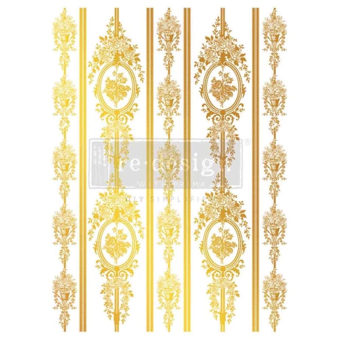 Redesign with Prima CHATEAU FILIGREE Gold Decor Transfer 18x24”