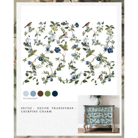 Blue Floral Furniture Transfer | Chirping Charm | Redesign with Prima Rub On