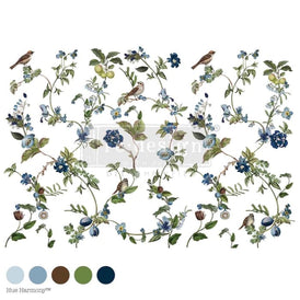 Blue Floral Furniture Transfer | Chirping Charm | Redesign with Prima Rub On