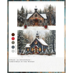 Redesign With Prima CHRISTMAS in the WOODS A4 Decoupage Fibre Paper | Rustic Snowy Woodland Cabin & Winter Craft Sheet UK