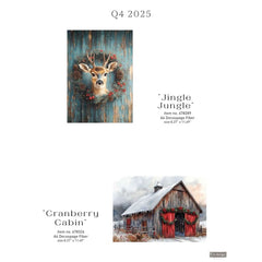 Redesign With Prima CRANBERRY CABIN A4 Decoupage Fibre Paper | Rustic Winter Cabin, Lodge, Christmas Crafts, Woodland Décor