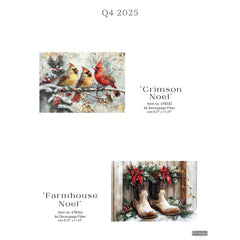 Redesign With Prima CRIMSON NOEL A4 Decoupage Fibre Paper | Three Cardinals, Snowy Branch, Christmas Craft & Décor Sheet