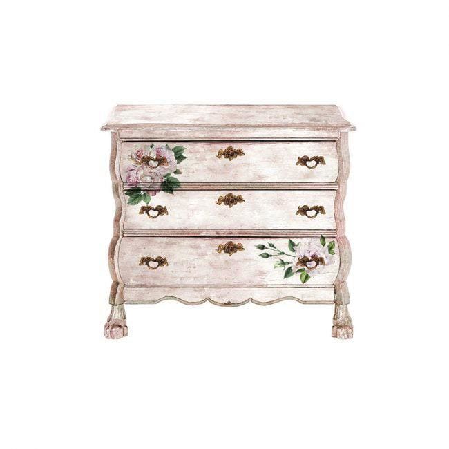 Prima Transfer - Delicate Roses | Redesign With Prima | 6” x 12” | Pink Flower Decals - Floral Furniture Transfers