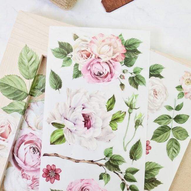 Prima Transfer - Delicate Roses | Redesign With Prima | 6” x 12” | Pink Flower Decals - Floral Furniture Transfers