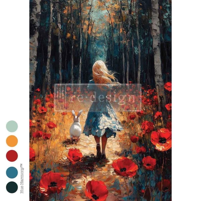 Alice in Wonderland Decoupage Paper A2 | ‘Echoes of the Hare’ | Redesign with Prima 16.5x23.4” Craft Sheet