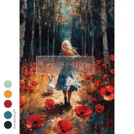 Alice in Wonderland Decoupage Paper A2 | ‘Echoes of the Hare’ | Redesign with Prima 16.5x23.4” Craft Sheet