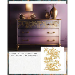 Redesign With Prima EGLANTINE ELEGANCE Kacha Furniture Transfer 24” x 35” | Gold Foil Florals for Furniture, Mirrors & Decorative Panels