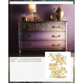 Redesign With Prima EGLANTINE ELEGANCE Kacha Furniture Transfer 24” x 35” | Gold Foil Florals for Furniture, Mirrors & Decorative Panels