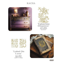 Redesign With Prima EGLANTINE ELEGANCE Kacha Furniture Transfer 24” x 35” | Gold Foil Florals for Furniture, Mirrors & Decorative Panels