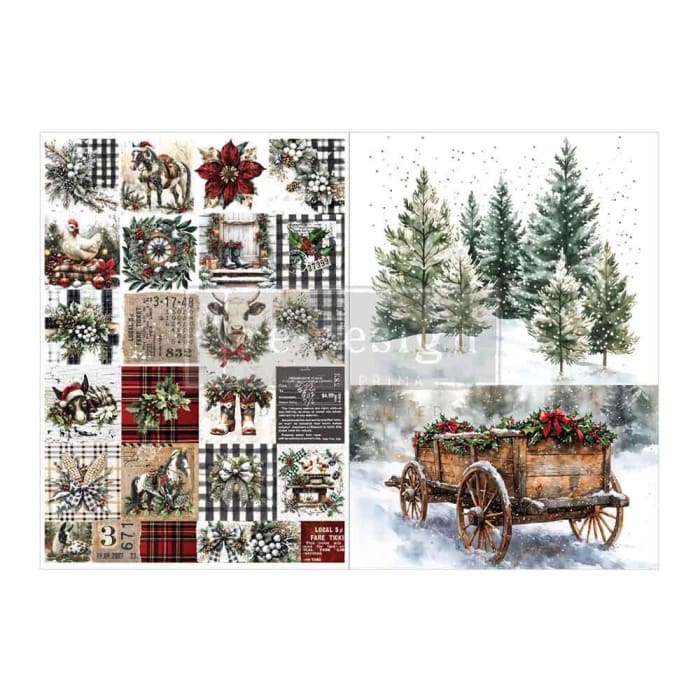 Redesign With Prima FARMHOUSE FROST A4 Decoupage Fibre Paper Pack