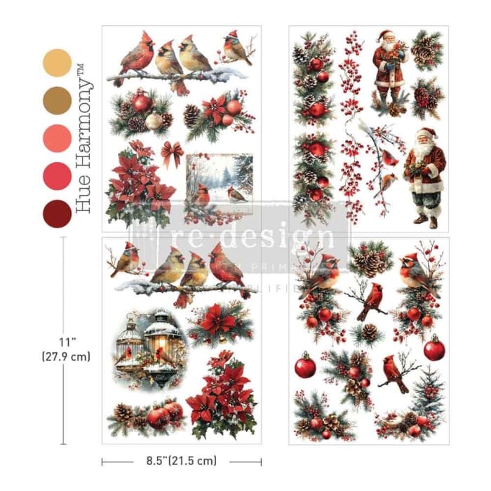 Redesign With Prima FEATHERED NOEL Middy Decor Transfer 8.5x11”x 4