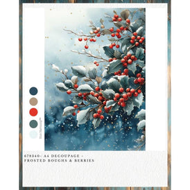 Redesign With Prima FROSTED BOUGHS & BERRIES A4 Decoupage Fibre Paper | Frosty Winter Branches, Berries, Christmas Craft Sheet