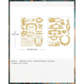 Redesign With Prima LABEL DE LUXE Kacha Décor Transfer – Gold Foil Vintage Labels for Bottles, Boxes & Holiday Packaging