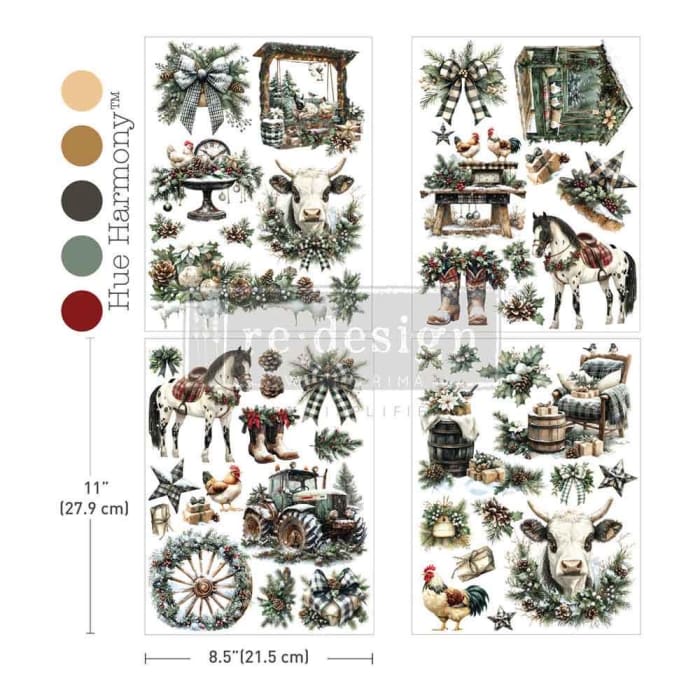 Redesign With Prima RUSTIC NOEL Middy Decor Transfer 8.5x11”x 4