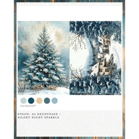 Redesign With Prima SILENT NIGHT SPARKLE A4 Decoupage Fibre Paper | Twinkling Stars, Snowy Landscapes, Christmas Craft Sheet