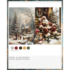 Redesign With Prima SILENT NIGHT STORIES A4 Decoupage Fibre Paper | Vintage Family, Santa & Christmas Tree Scene, Winter Craft Sheet