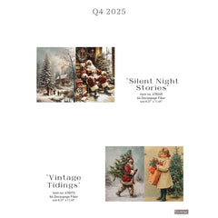 Redesign With Prima SILENT NIGHT STORIES A4 Decoupage Fibre Paper | Vintage Family, Santa & Christmas Tree Scene, Winter Craft Sheet