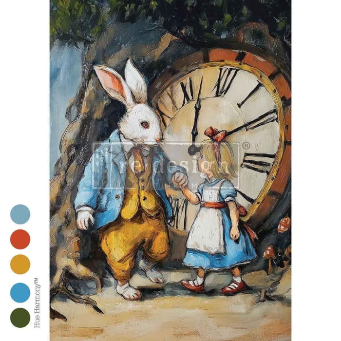 Alice in Wonderland Decoupage Paper A3 | ‘Six O’Clock Certainty’ | Redesign with Prima 11.7x16.5” Craft Sheet