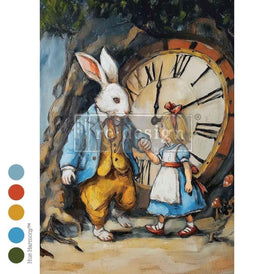 Alice in Wonderland Decoupage Paper A3 | ‘Six O’Clock Certainty’ | Redesign with Prima 11.7x16.5” Craft Sheet