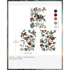 Redesign With Prima THE ROSY NEST Middy Furniture Décor Transfer | Winter Roses & Foliage for Trays, Ornaments, Festive Crafts