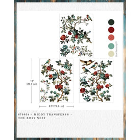 Redesign With Prima THE ROSY NEST Middy Furniture Décor Transfer | Winter Roses & Foliage for Trays, Ornaments, Festive Crafts