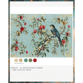 Redesign With Prima THE VELVET NEST A1 Decoupage Fibre Paper | Festive Birds, Berries & Branches for Furniture, Wall and Canvas Art