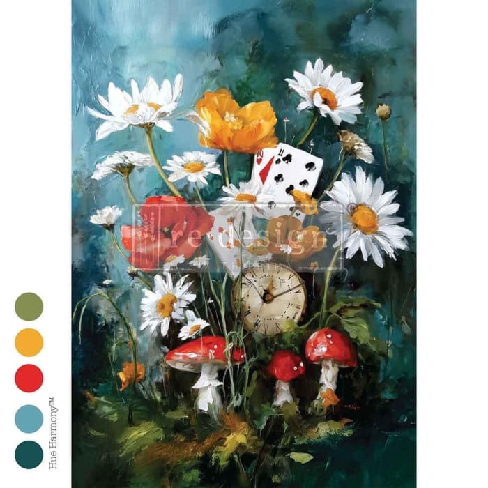 Alice in Wonderland Decoupage Paper A2 | ‘Time Rooted in Wonderland’ | Redesign with Prima 16.5x23.4” Craft Sheet