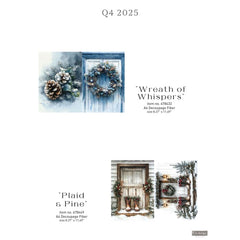 Redesign With Prima WREATH OF WHISPERS A4 Decoupage Fibre Paper | Silver & Blue Holiday Wreath, Pinecones, Elegant Rustic Christmas Crafts