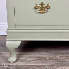 Detail of shaped feet on Arcadia Pear mahogany chest by Belton & Bumble