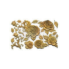 Unpainted rose appliqué pieces cast from Rosewood Romance silicone mould by Redesign with Prima for furniture upcycling and décor projects