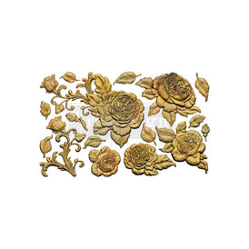 Unpainted rose appliqué pieces cast from Rosewood Romance silicone mould by Redesign with Prima for furniture upcycling and décor projects