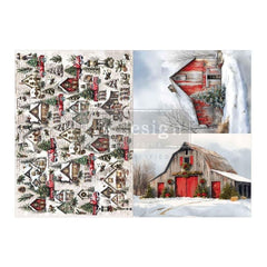 SNOWY VILLAGE CHARM, Redesign with Prima A3 Decoupage Fibre Paper Pack