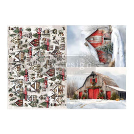 SNOWY VILLAGE CHARM, Redesign with Prima A3 Decoupage Fibre Paper Pack