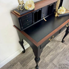Solid Wood Black Writing Desk | Elegant Vintage Desk